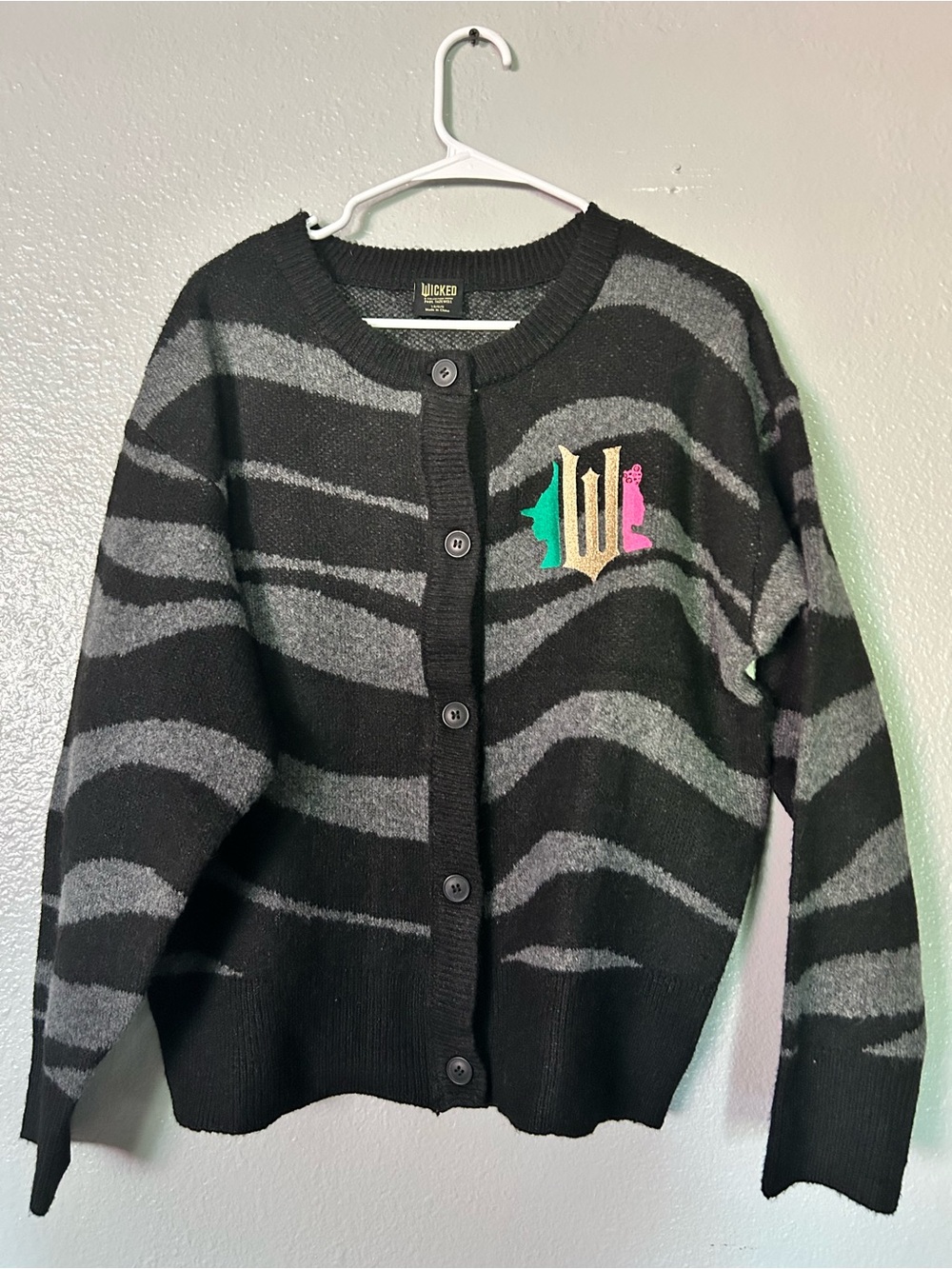 Wicked Movie x Paul Tazewell Zebra Stripe Cardigan Sweater Size L